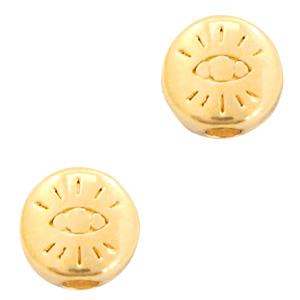 Kraal plat met oog Goud DQ 6mm-Kraaltjes van Renate