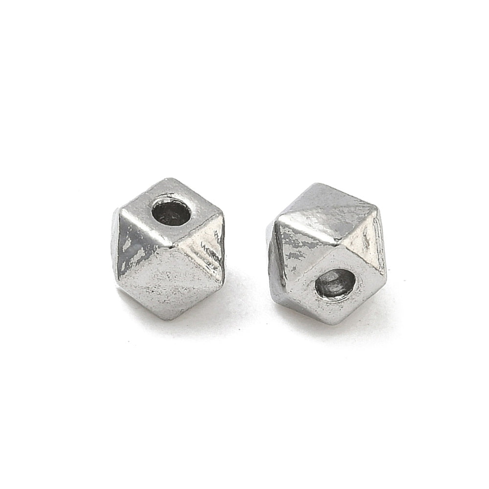 Kraal polygon RVS zilver 5,5mm - per stuk-Onderdelen-Kraaltjes van Renate