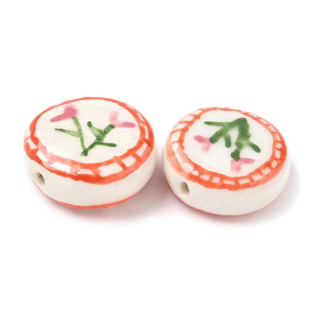 Kraal porcelein rond bloem Rood 20mm - per stuk-Kralen-Kraaltjes van Renate