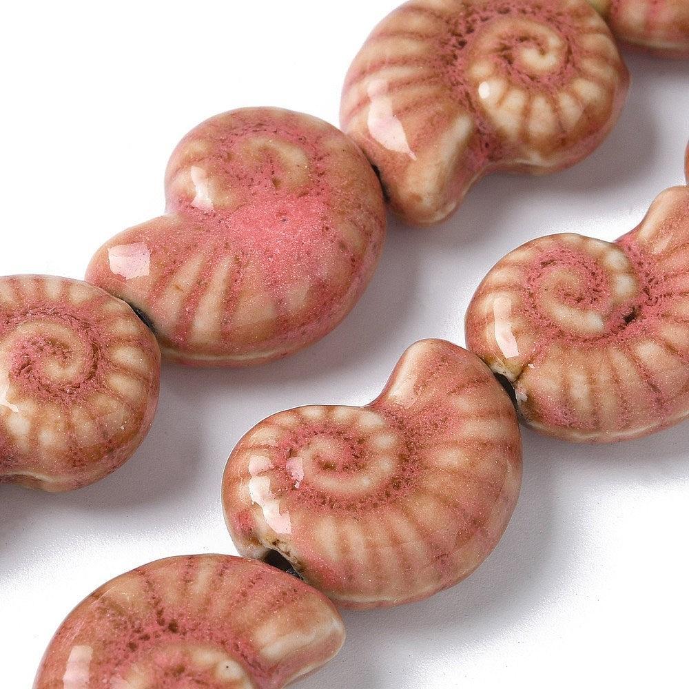 Kraal porselein kokkel roze 20,5mm - per stuk-Kralen-Kraaltjes van Renate