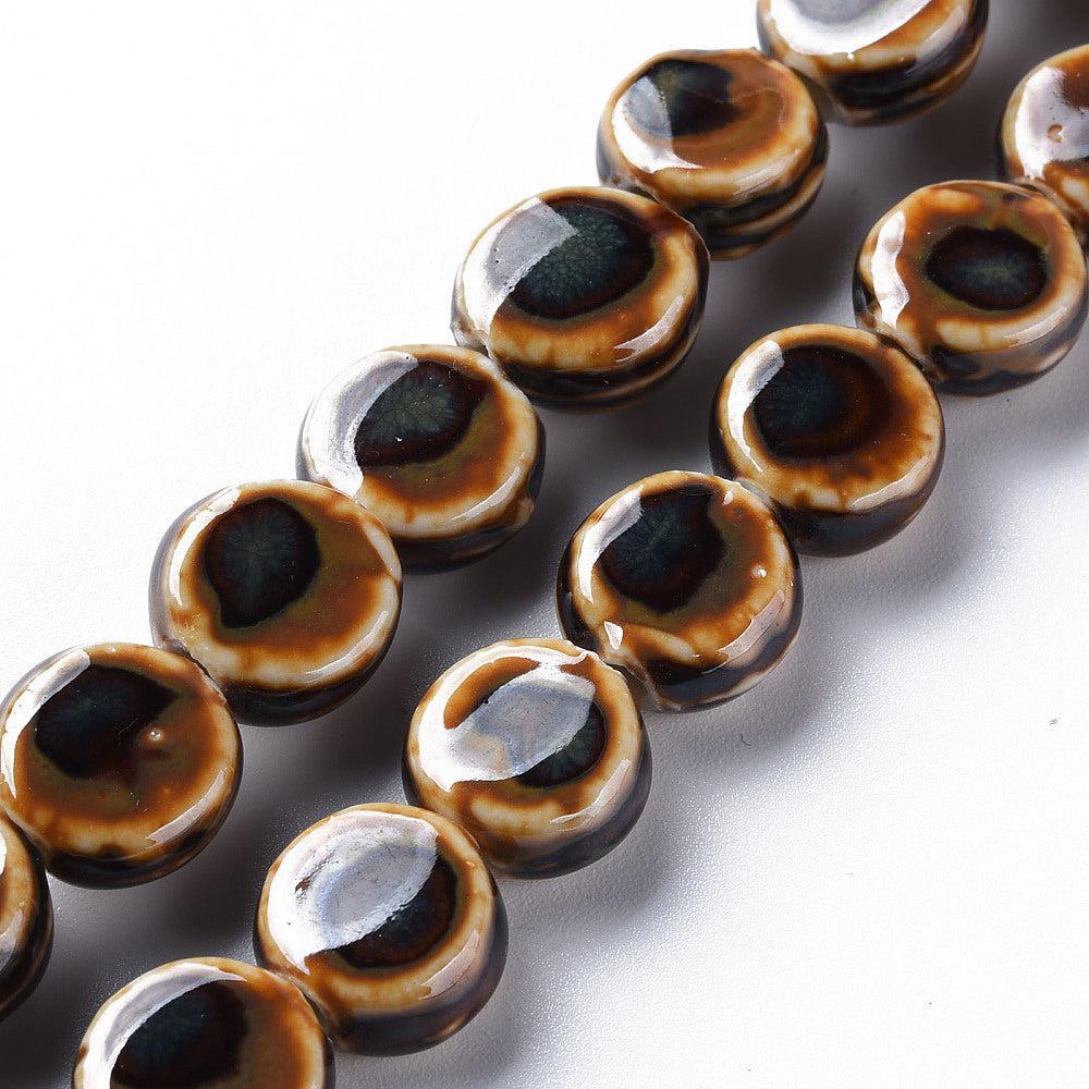 Kraal porselein rond bruin 10,5mm - per stuk-Kralen-Kraaltjes van Renate