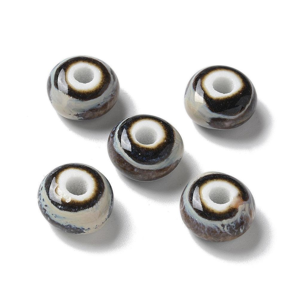 Kraal porselein rondelle dark 12mm - per stuk-Kralen-Kraaltjes van Renate