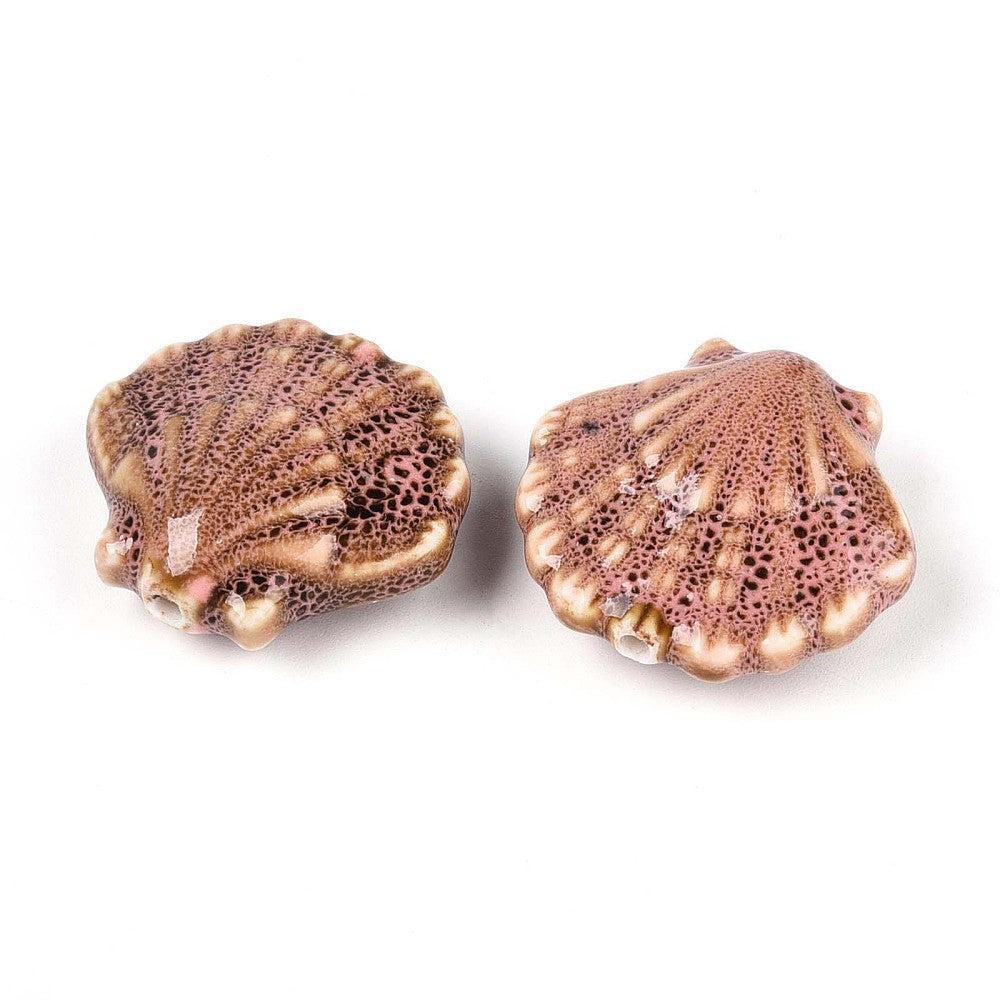 Kraal porselein schelp roze 26mm - per stuk-Kralen-Kraaltjes van Renate