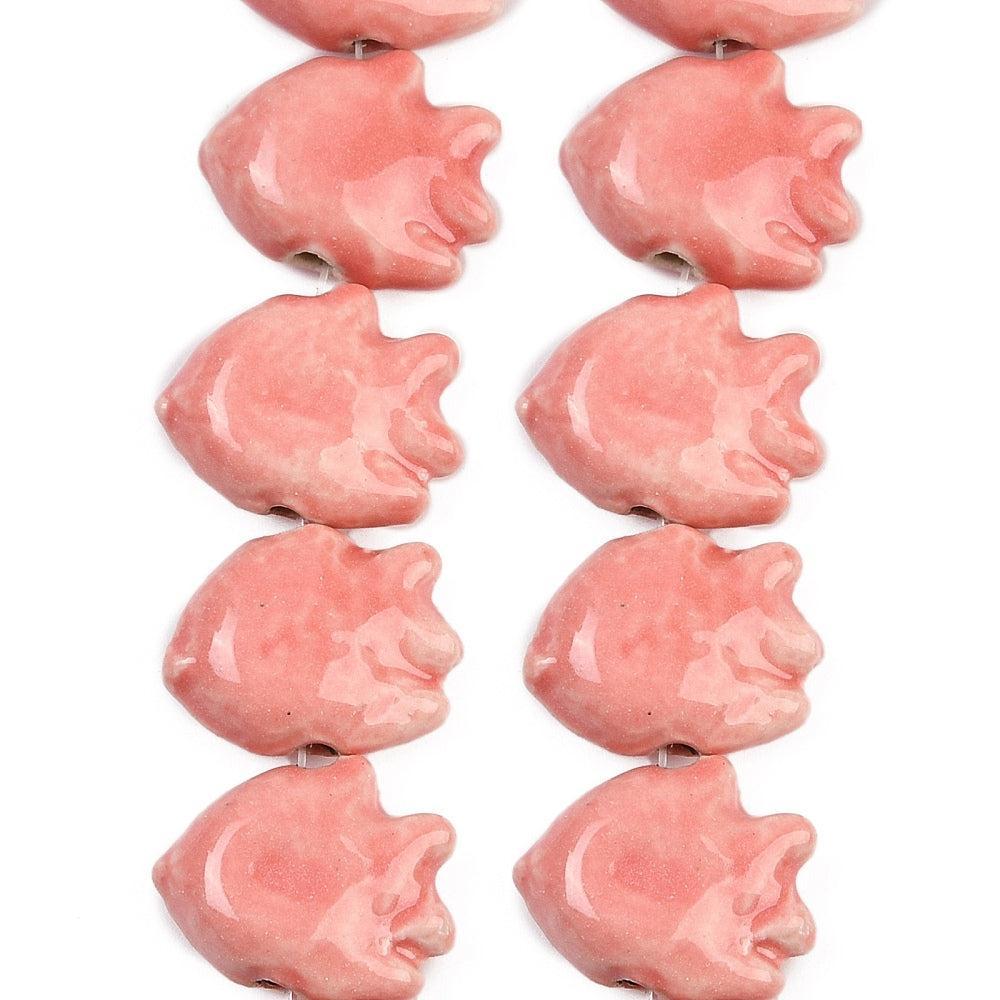 Kraal porselein vis roze 16,5mm - per stuk-Kralen-Kraaltjes van Renate