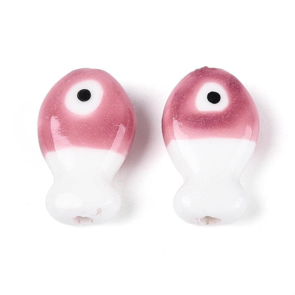 Kraal porselein vis roze 19mm - per stuk-Kralen-Kraaltjes van Renate