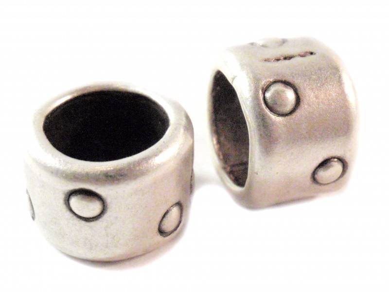 Kraal ring met pukkels metaal zilver DQ 15x10mm-Kraaltjes van Renate