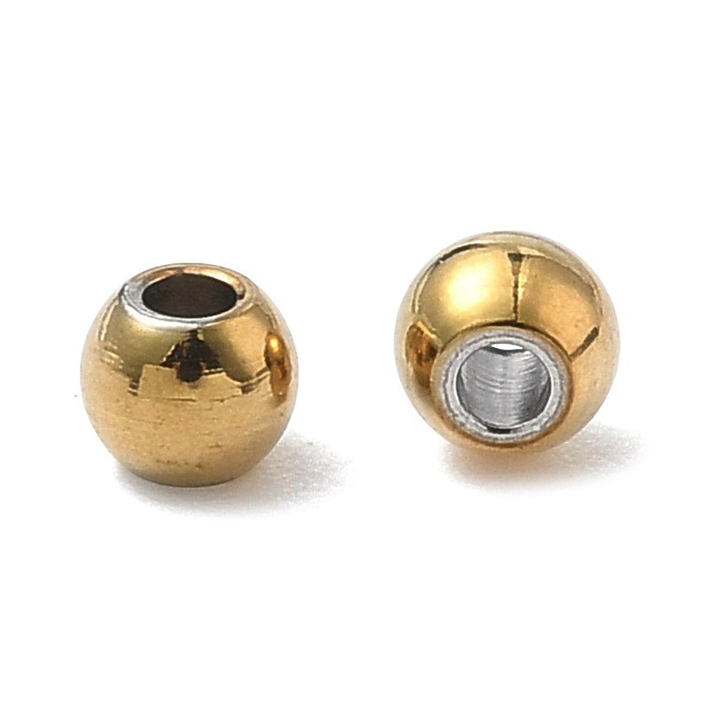 Kraal rond RVS premium 18K goud 4mm - per stuk-Kralen-Kraaltjes van Renate
