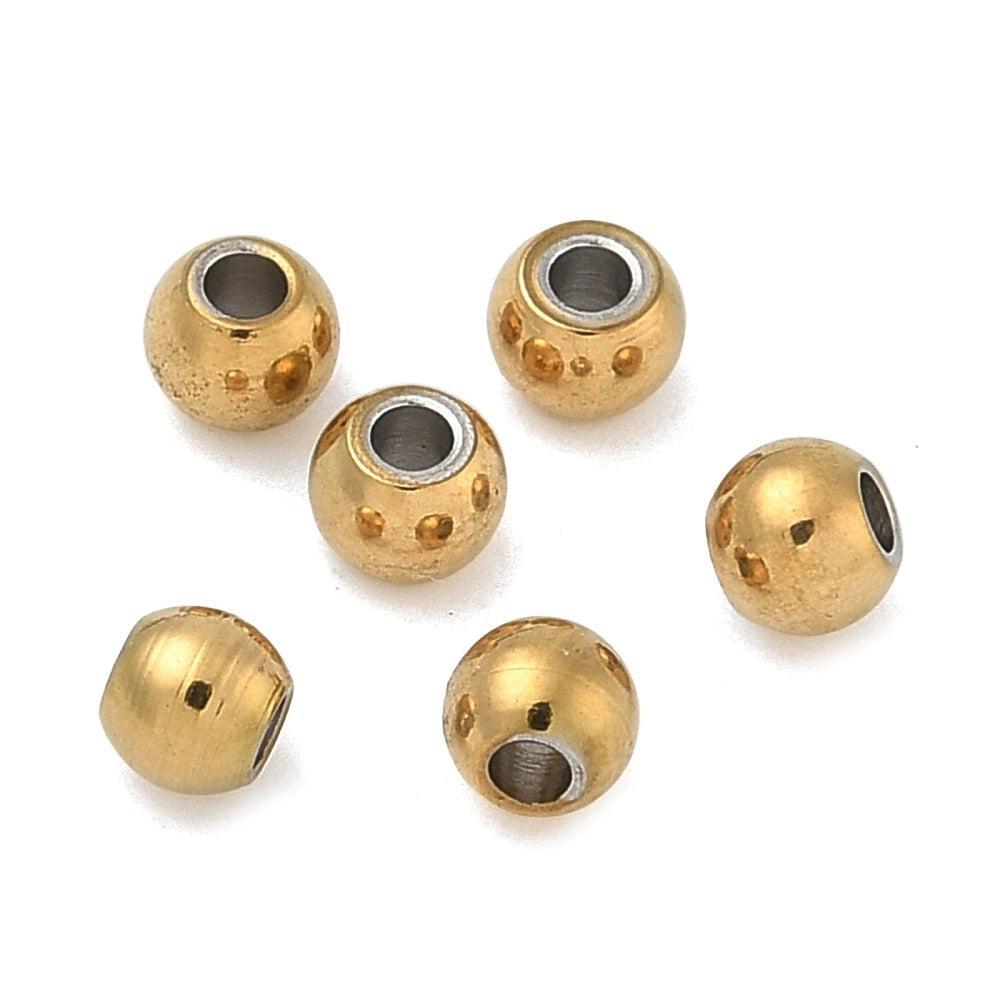 Kraal rond RVS premium 18K goud 4mm - per stuk-Kralen-Kraaltjes van Renate