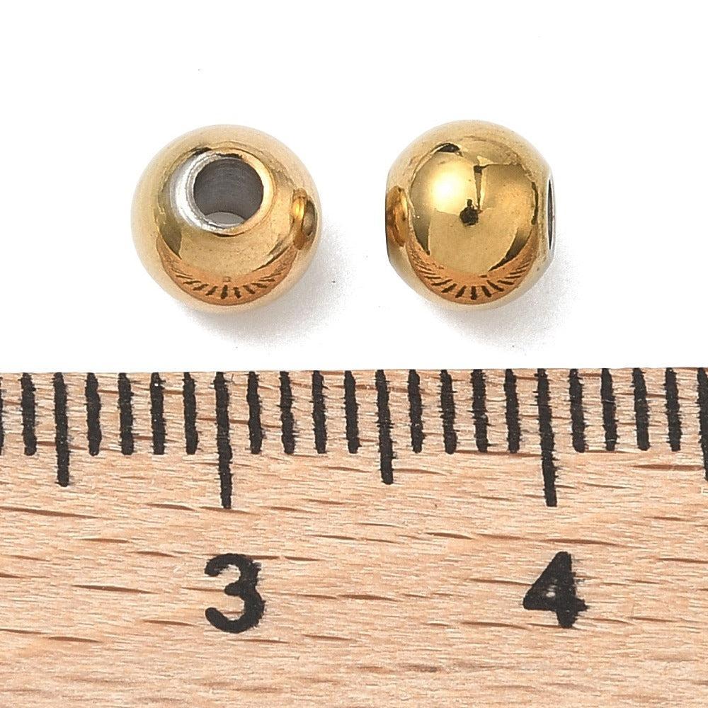 Kraal rond RVS premium 18K goud 6mm - per stuk-Kralen-Kraaltjes van Renate