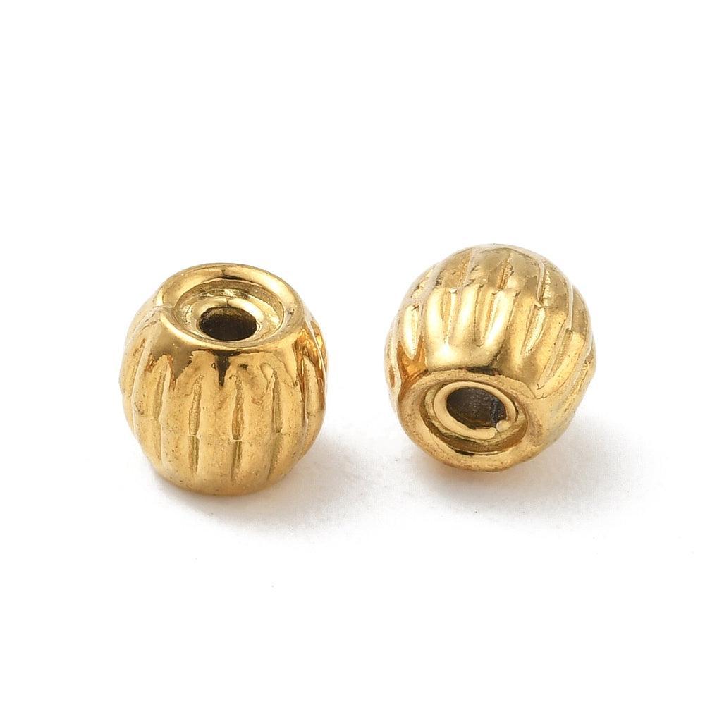 Kraal rond RVS premium 18K goud 6mm - per stuk-Onderdelen-Kraaltjes van Renate