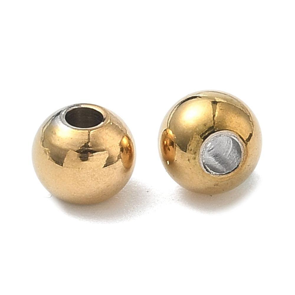 Kraal rond RVS premium 18K goud 6mm - per stuk-Kralen-Kraaltjes van Renate