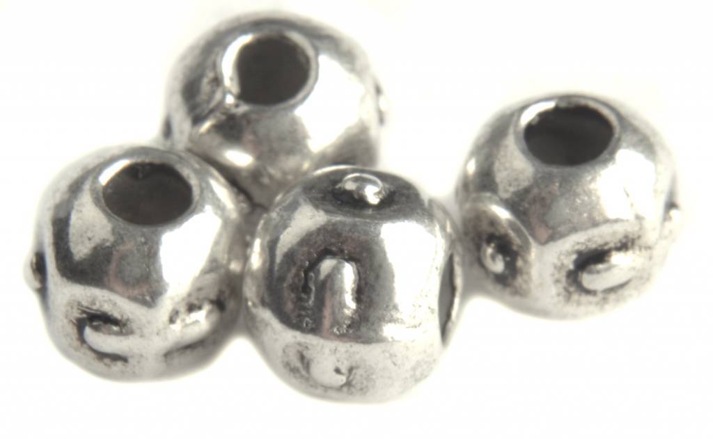Kraal rond dots Zilver 4x5mm - 10 stuks-Kraaltjes van Renate
