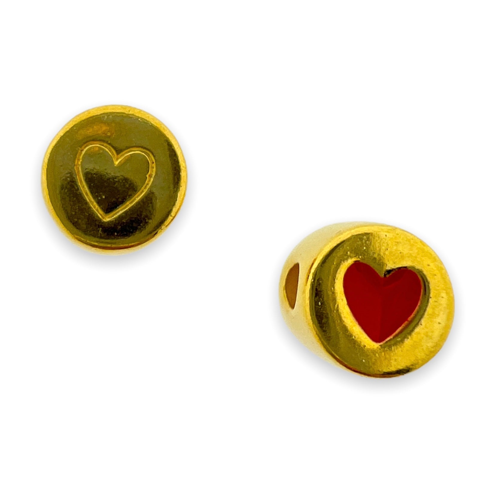 Kraal rond hart rood Goud 24K DQ Ø3mm 9mm-Kralen-Kraaltjes van Renate