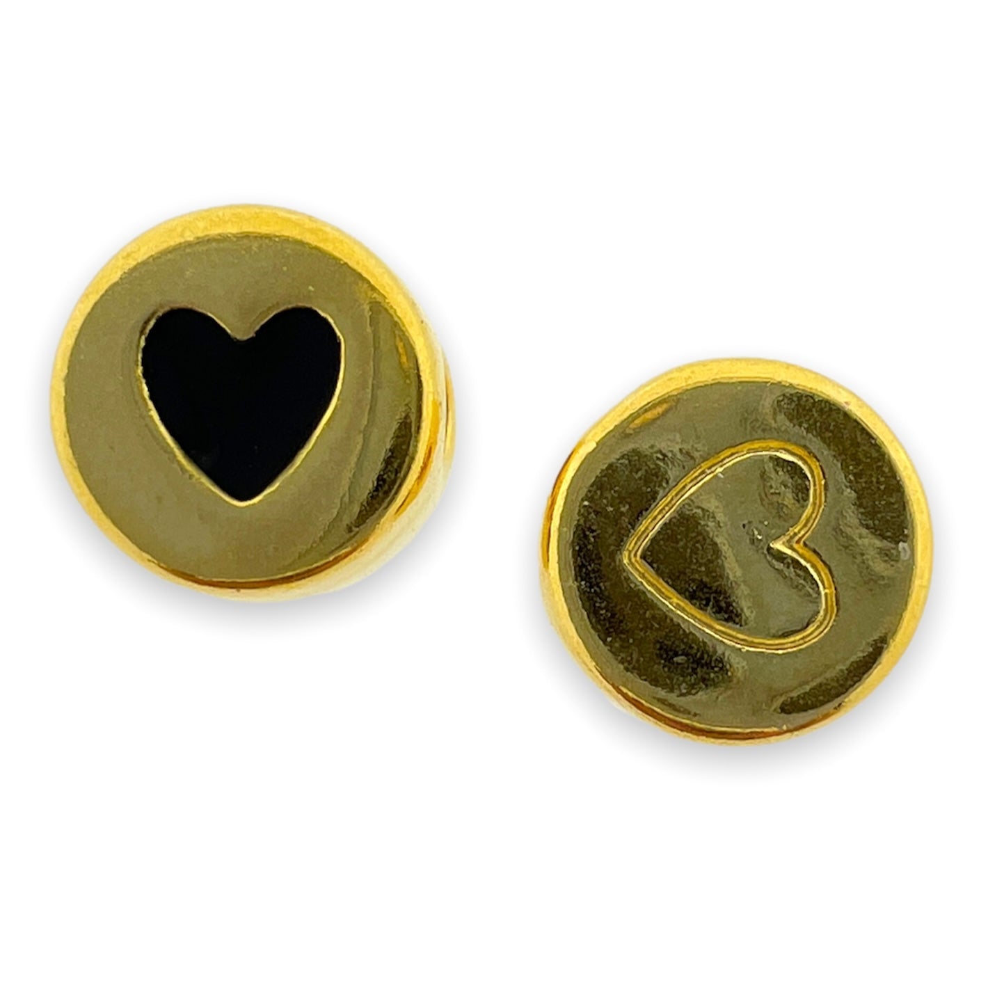 Kraal rond hart zwart Goud 24K DQ Ø3mm 9mm-Kralen-Kraaltjes van Renate
