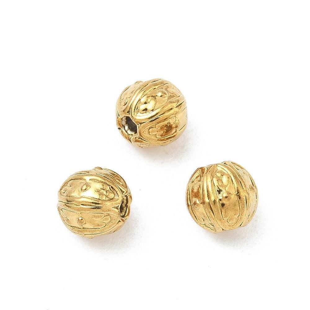 Kraal rond motief Premium RVS 18K Gold plated 6mm - per stuk-Kralen-Kraaltjes van Renate