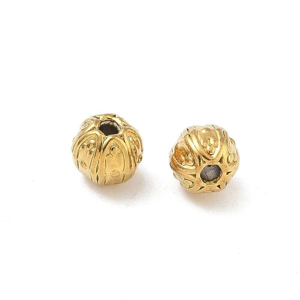 Kraal rond motief Premium RVS 18K Gold plated 6mm - per stuk-Kralen-Kraaltjes van Renate