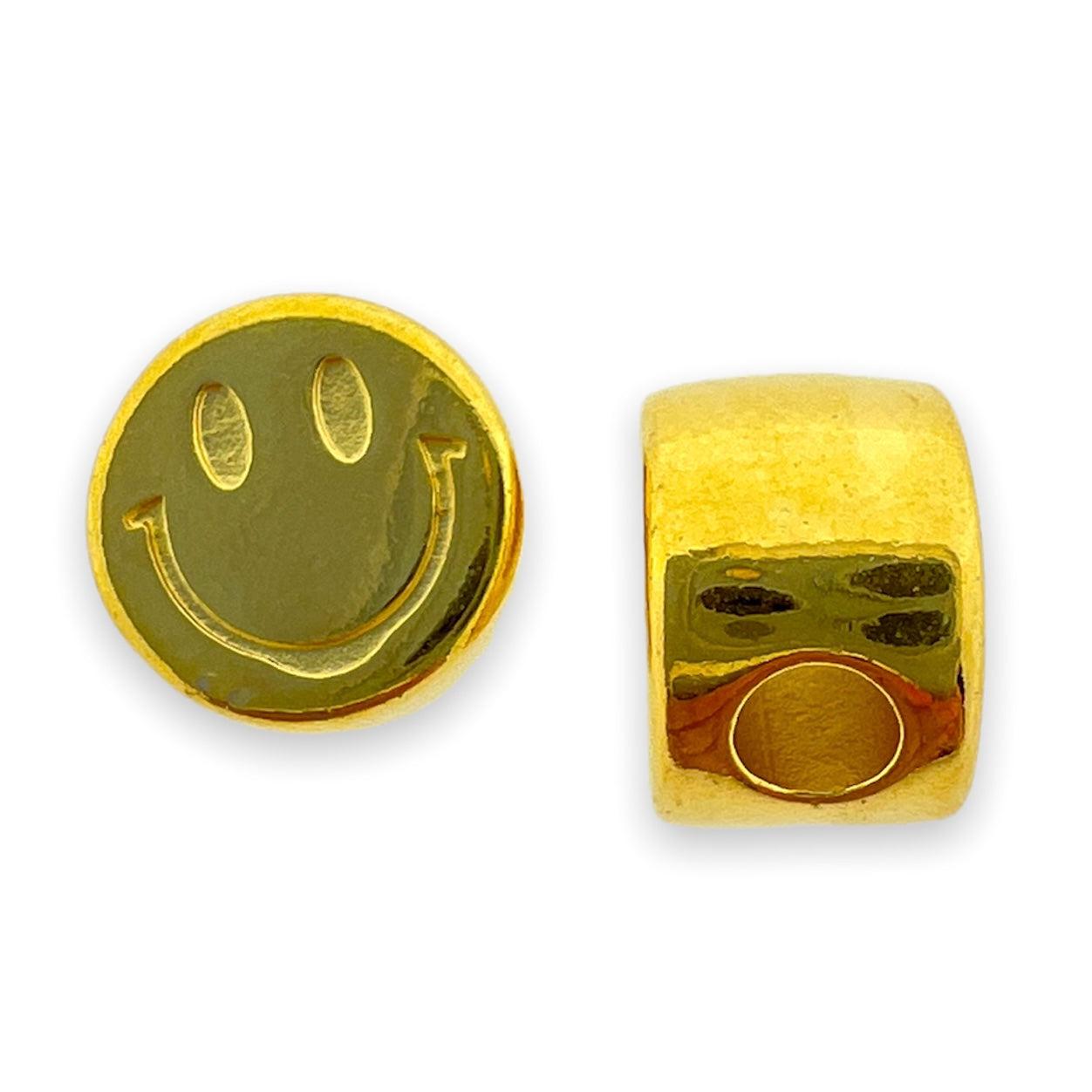 Kraal rond smiley Goud 24K DQ Ø3mm 9mm-Kralen-Kraaltjes van Renate