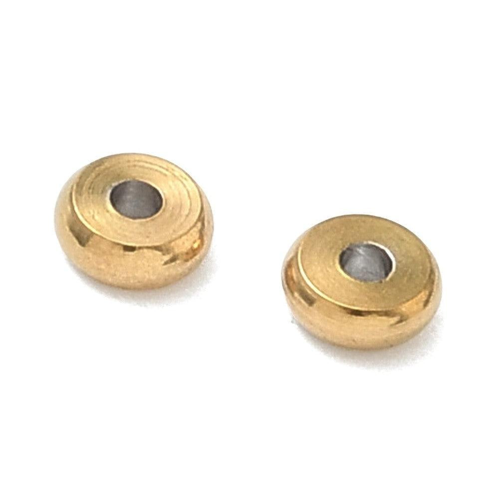 Kraal rond spacer disc Premium RVS 18K Gold plated 4mm - per stuk-Kralen-Kraaltjes van Renate