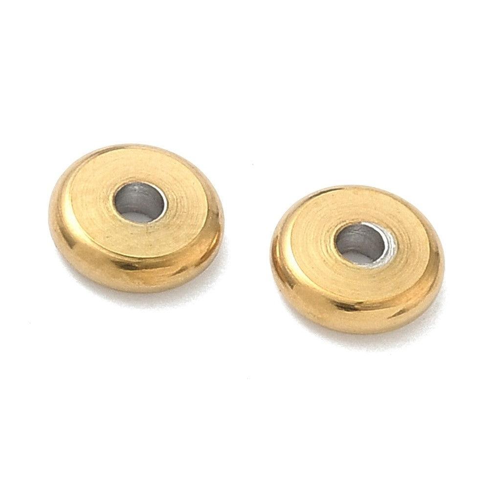 Kraal rond spacer disc Premium RVS 18K Gold plated 6mm - per stuk-Kralen-Kraaltjes van Renate