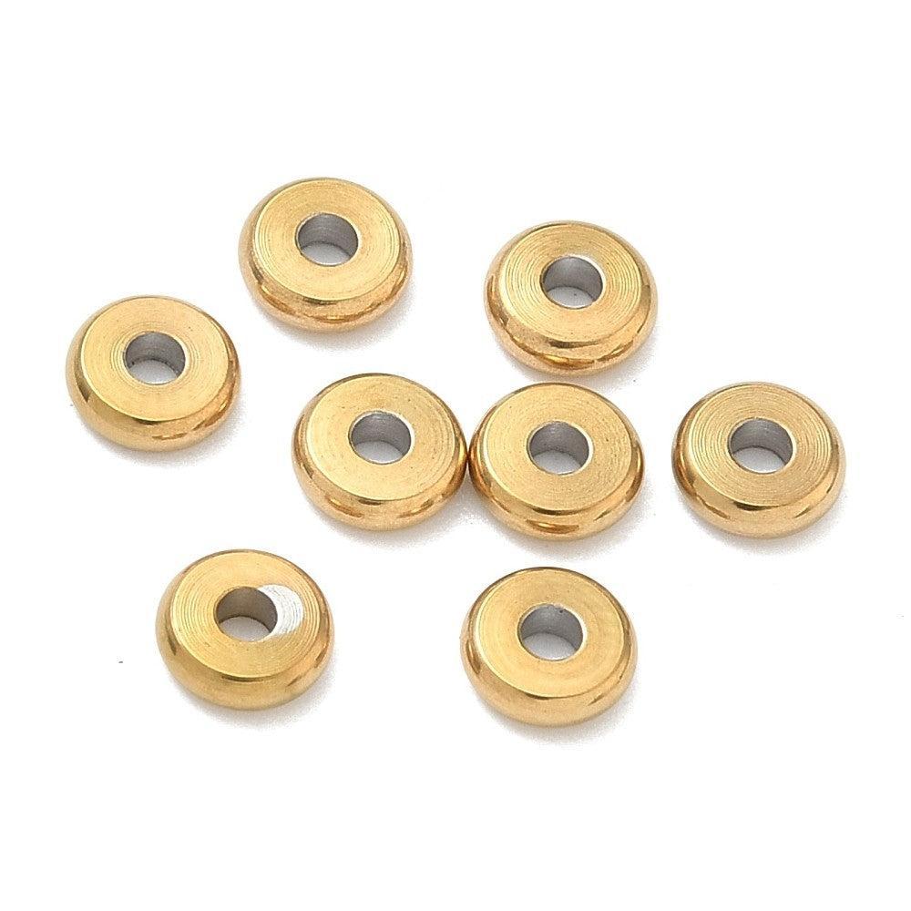 Kraal rond spacer disc RVS Goud 5mm - per stuk-Kralen-Kraaltjes van Renate