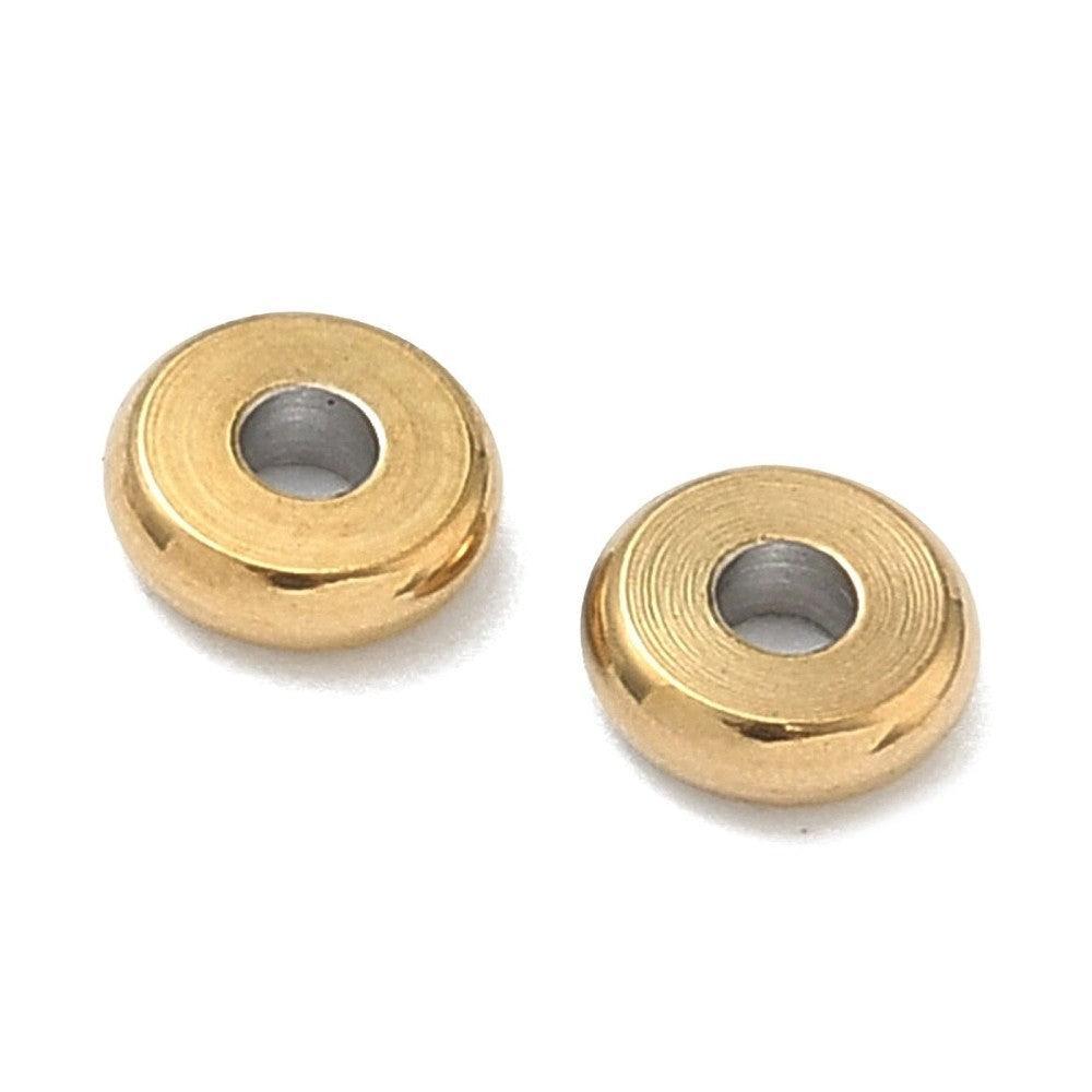 Kraal rond spacer disc RVS Goud 5mm - per stuk-Kralen-Kraaltjes van Renate