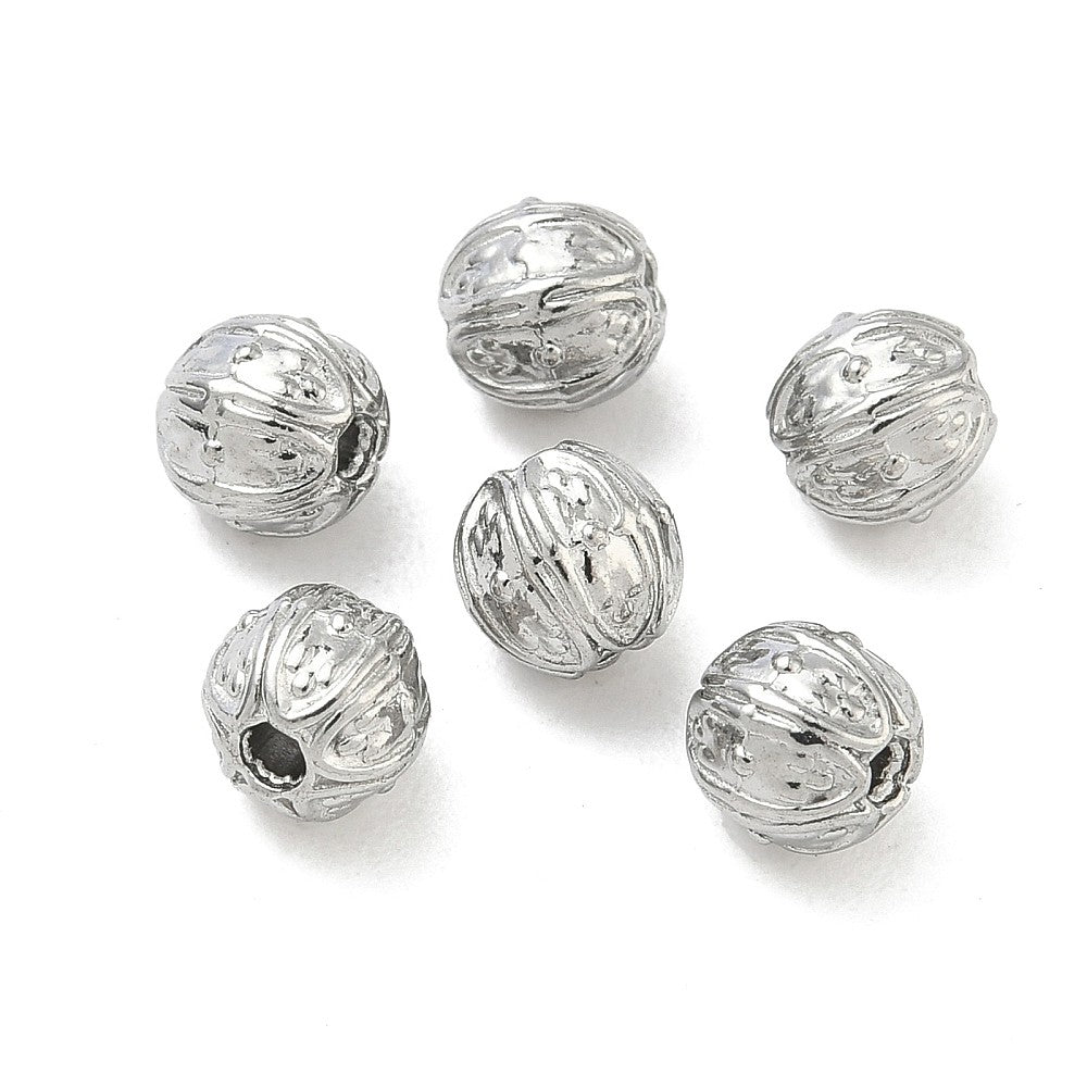 Kraal rond textuur RVS Zilver 6mm - per stuk-Kralen-Kraaltjes van Renate