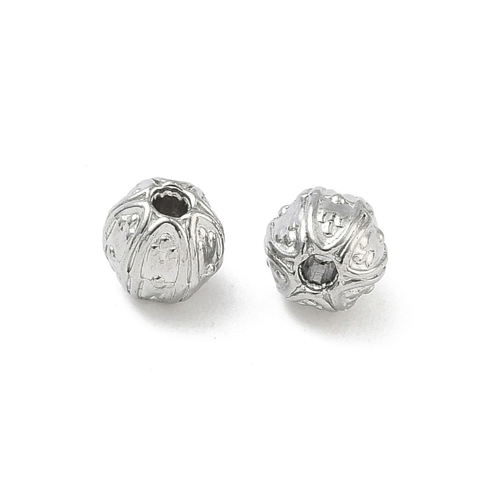 Kraal rond textuur RVS Zilver 6mm - per stuk-Kralen-Kraaltjes van Renate