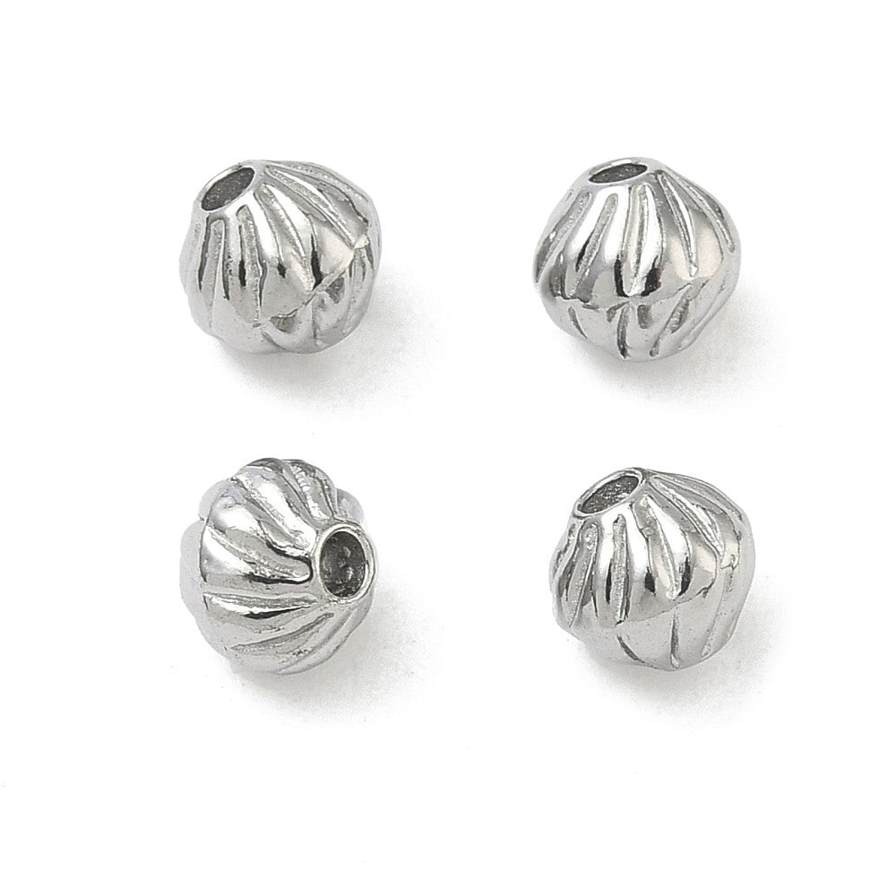 Kraal rond twist RVS zilver 6mm - per stuk-Kralen-Kraaltjes van Renate