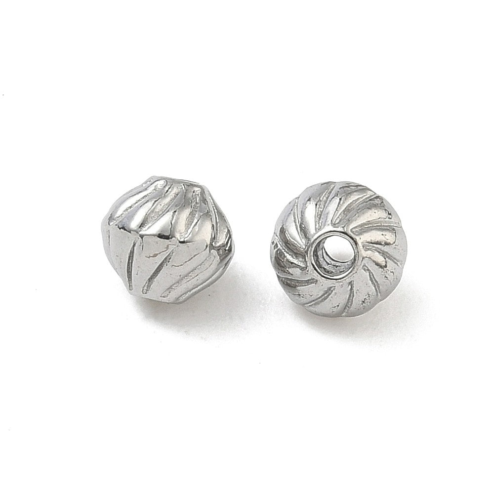 Kraal rond twist RVS zilver 6mm - per stuk-Kralen-Kraaltjes van Renate