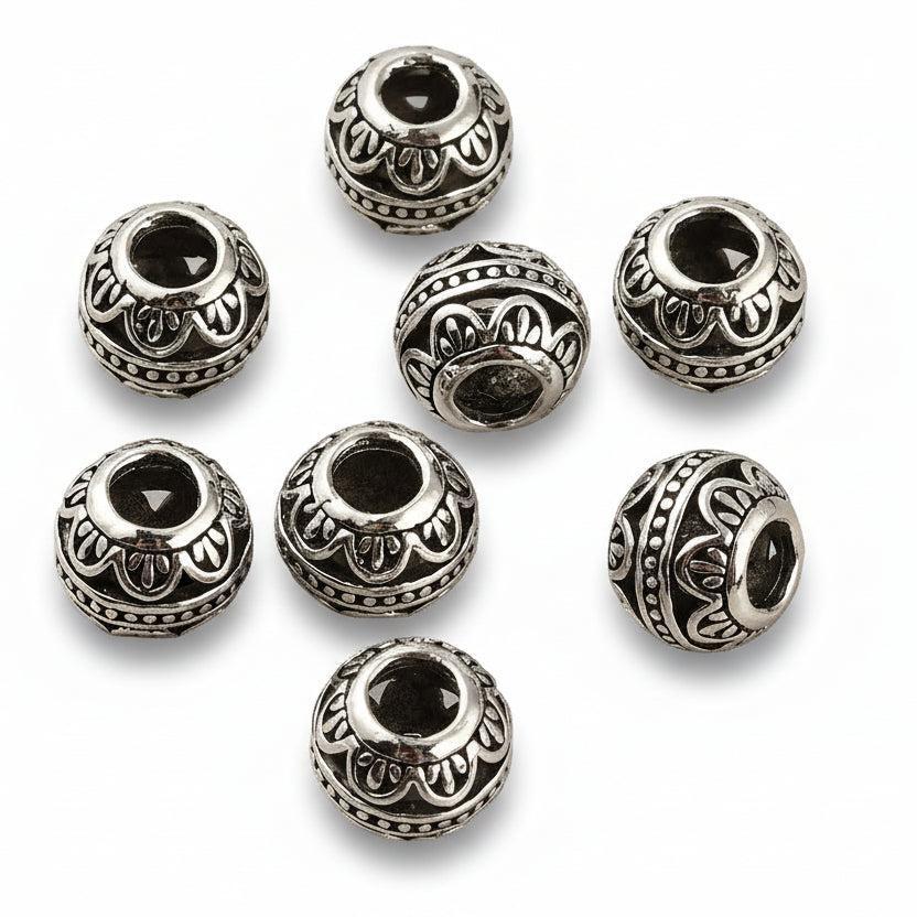 Kraal rondel bloem motief Zilver 11x9mm - per stuk-Kralen-Kraaltjes van Renate