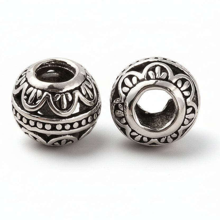 Kraal rondel bloem motief Zilver 11x9mm - per stuk-Kralen-Kraaltjes van Renate