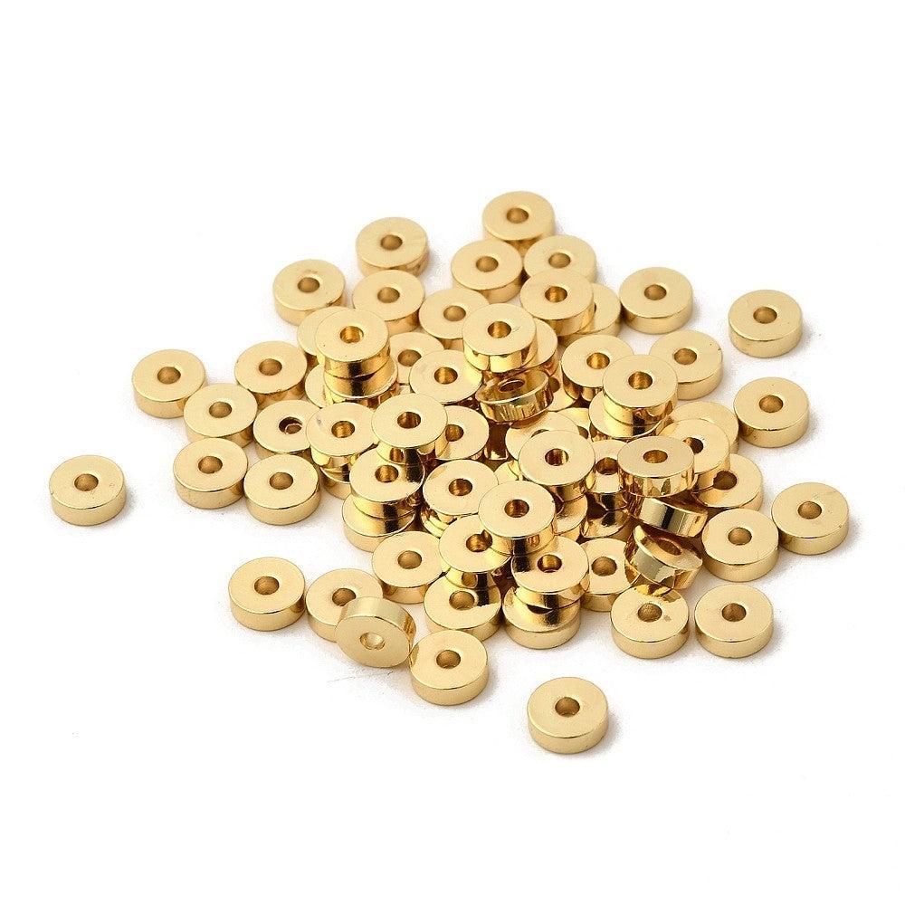 Kraal rondel brass 18K Gold plated 6x2mm - per stuk-Kralen-Kraaltjes van Renate