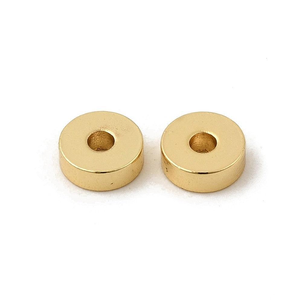 Kraal rondel brass 18K Gold plated 6x2mm - per stuk-Kralen-Kraaltjes van Renate