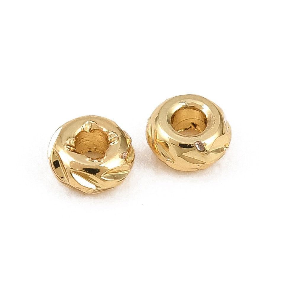 Kraal rondel textuur brass 18K Gold plated 3x2mm - per stuk-Kralen-Kraaltjes van Renate