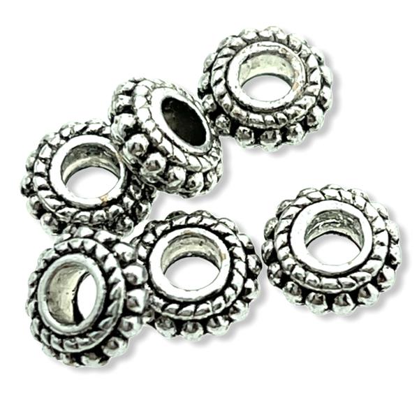 Kraal rondel zilver 7x3mm - 18 stuks-Kraaltjes van Renate