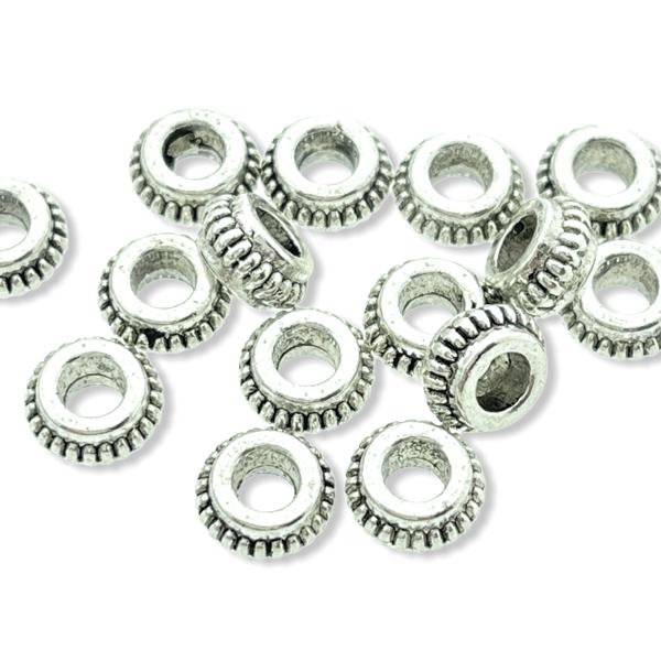 Kraal rondel zilver 7x3mm - 15 stuks-Kraaltjes van Renate
