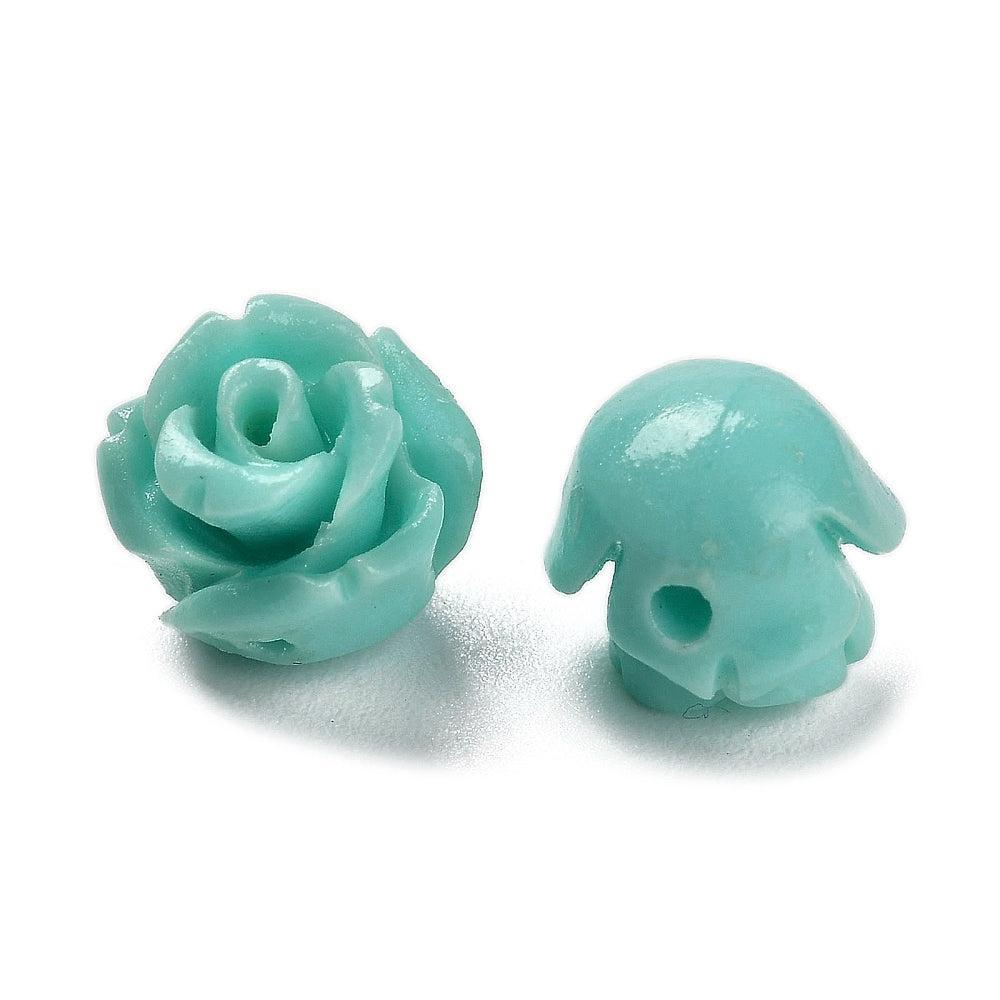 Kraal roosje synthetic turquoise 8,5mm- per stuk-Kralen-Kraaltjes van Renate