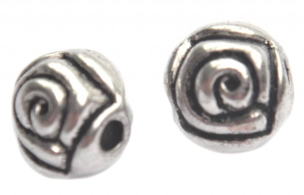 Kraal roosje zilver 5mm - 12st-Kraaltjes van Renate