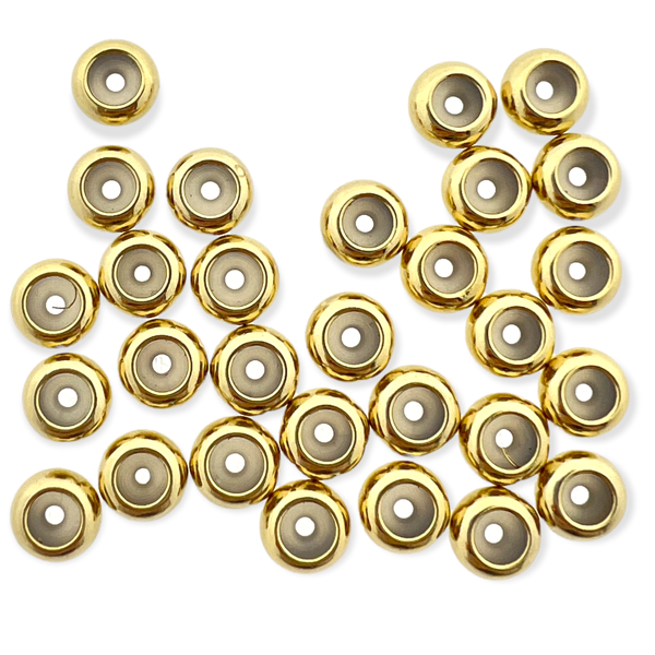 Kraal rubber metaal Goud DQ 4x3mm-Kralen-Kraaltjes van Renate