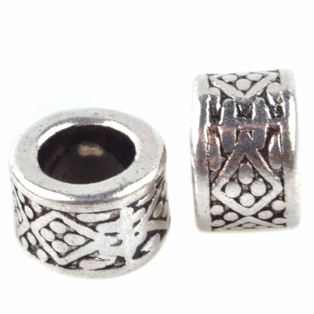 Kraal ruit & dots Ø4.5mm Zilver 8x5mm - 6 stuks-Kraaltjes van Renate