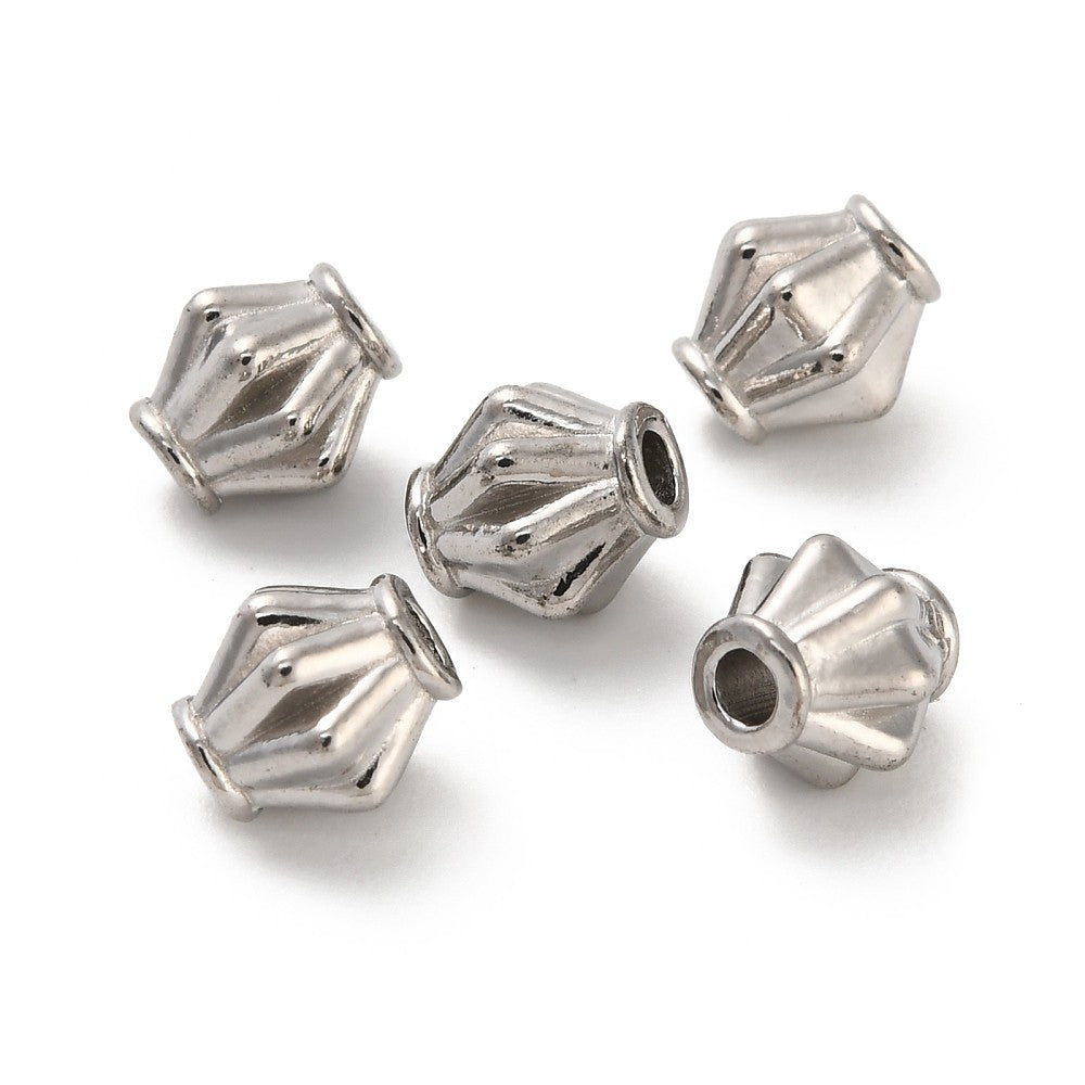 Kraal ruit gestreept RVS zilver 6mm - per stuk-Kralen-Kraaltjes van Renate