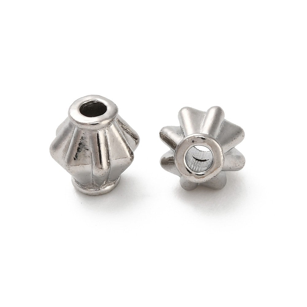 Kraal ruit gestreept RVS zilver 6mm - per stuk-Kralen-Kraaltjes van Renate