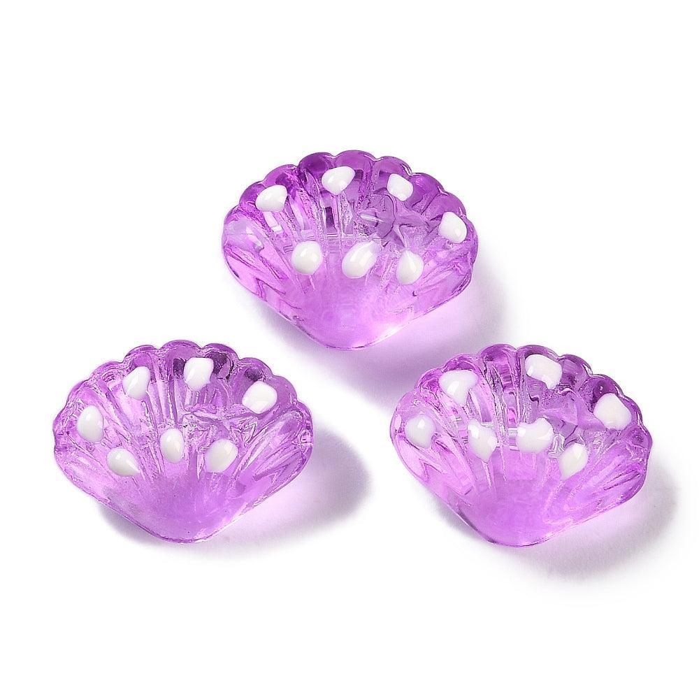 Kraal schelp lampwork paars 16mm- per stuk-Kralen-Kraaltjes van Renate