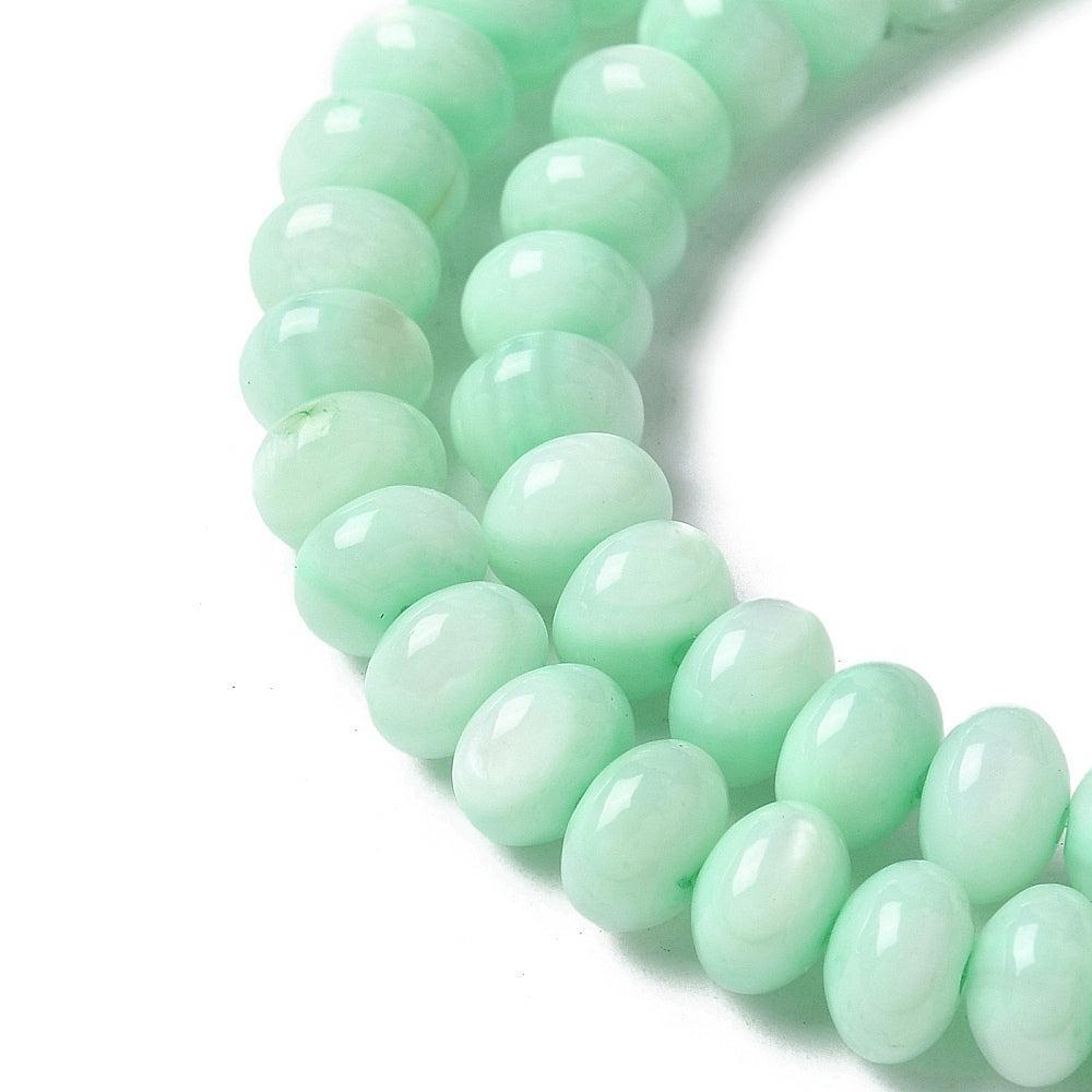 Kraal schelp zoetwater rondelle aquamarine 6mm - per stuk-bedels-Kraaltjes van Renate