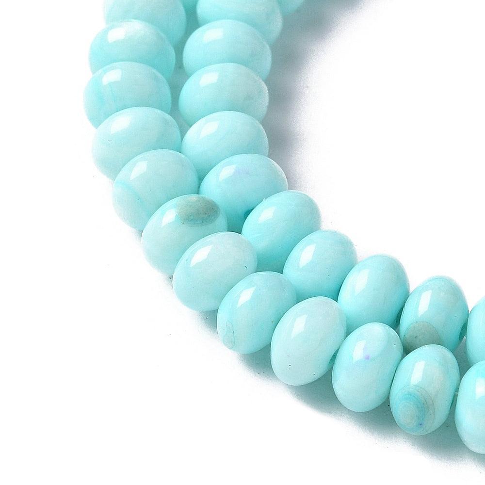 Kraal schelp zoetwater rondelle blauw 6mm - per stuk-bedels-Kraaltjes van Renate