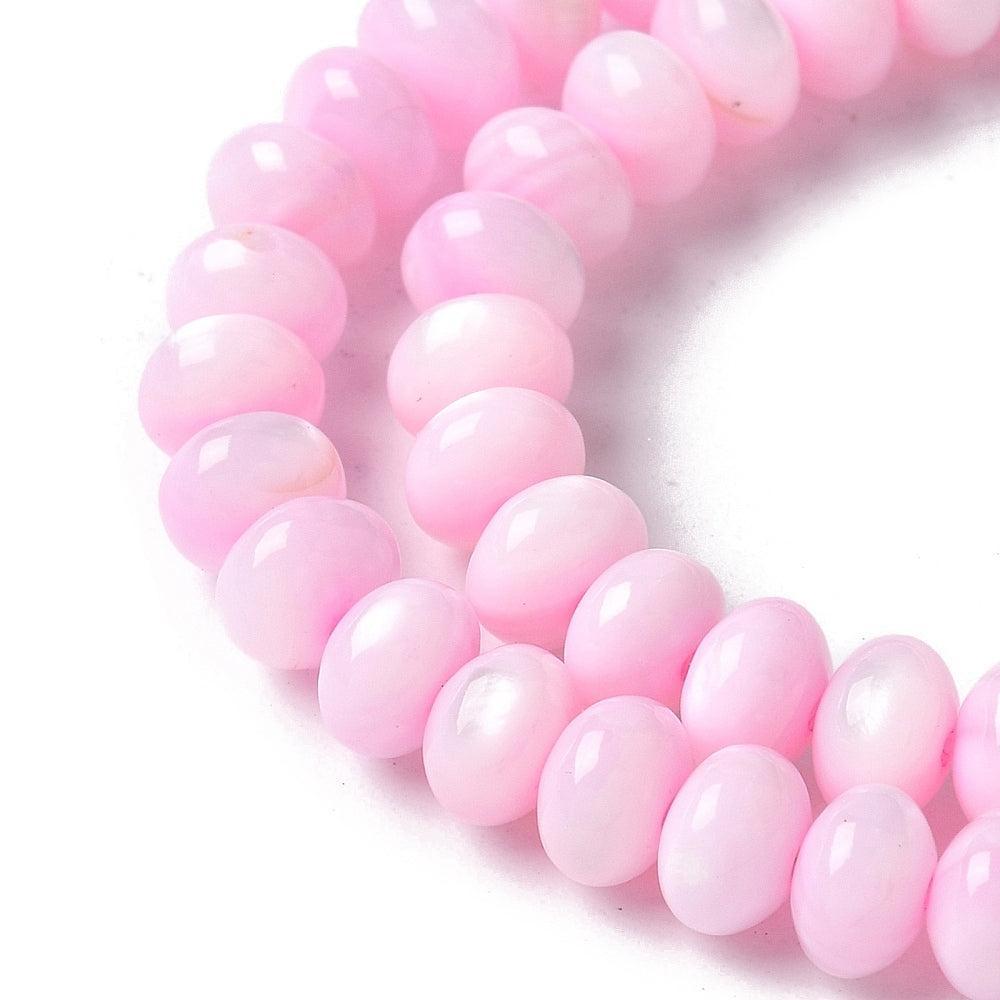Kraal schelp zoetwater rondelle licht roze 6mm - per stuk-bedels-Kraaltjes van Renate