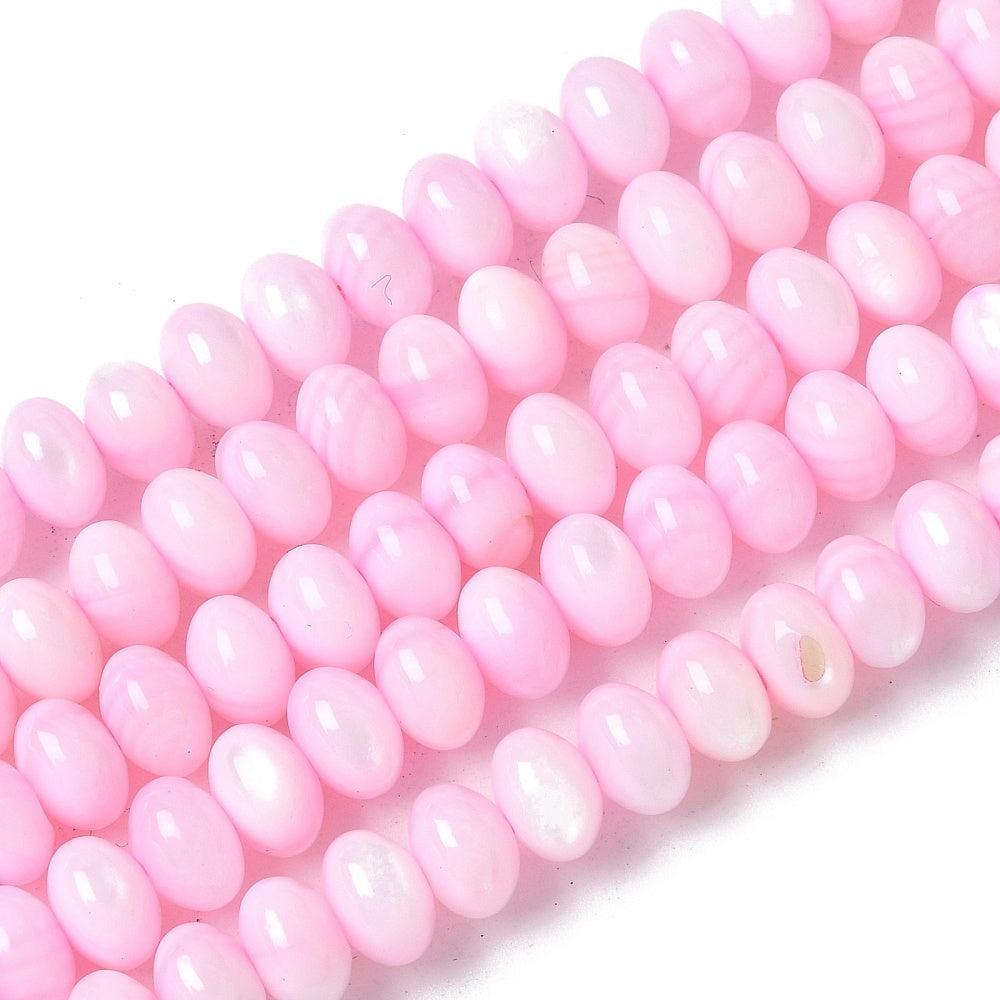 Kraal schelp zoetwater rondelle licht roze 6mm - per stuk-bedels-Kraaltjes van Renate