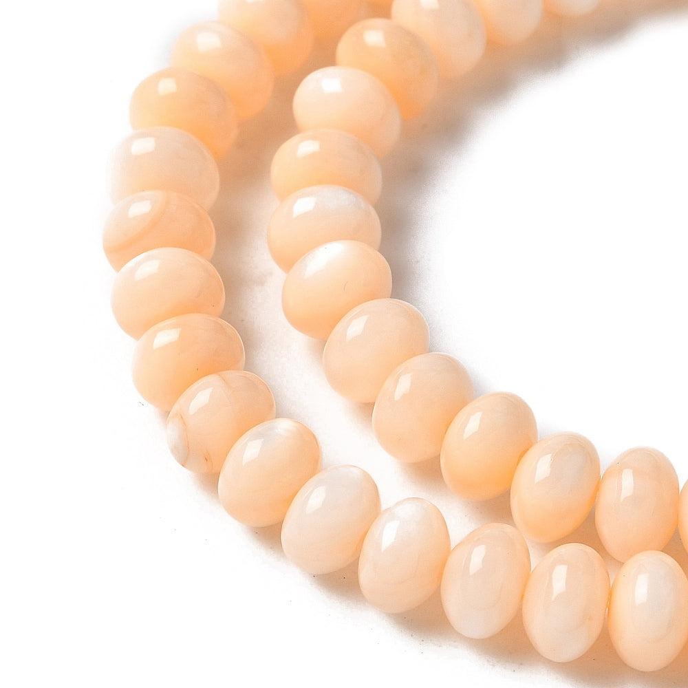 Kraal schelp zoetwater rondelle peach 6mm - per stuk-bedels-Kraaltjes van Renate