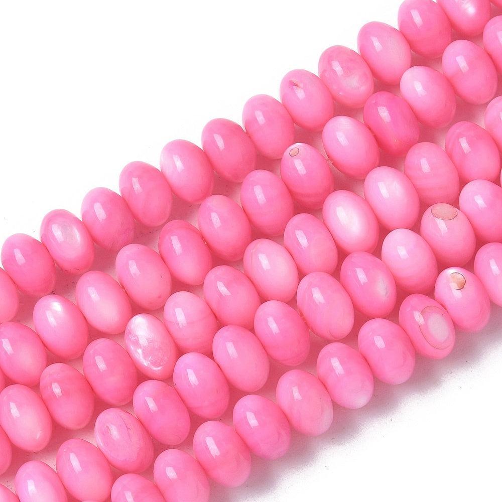 Kraal schelp zoetwater rondelle roze 6mm - per stuk-bedels-Kraaltjes van Renate