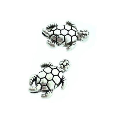 Kraal schildpad Zilver 12x9mm - 10 stuks-Kraaltjes van Renate